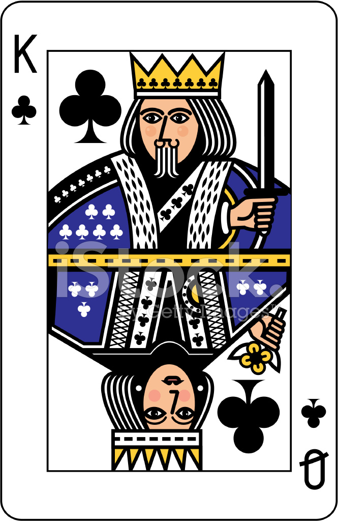665x1024 King And Queen Of Clubs Playing Card Stock Vector