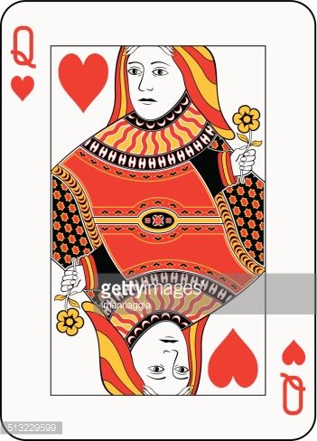 351x488 Queen Of Hearts Playing Card. Three Levels Vector File 1 Big