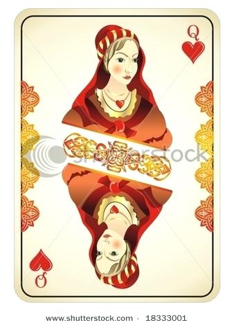 338x470 Queen Of Hearts Card Template Vector Playing Cards Package