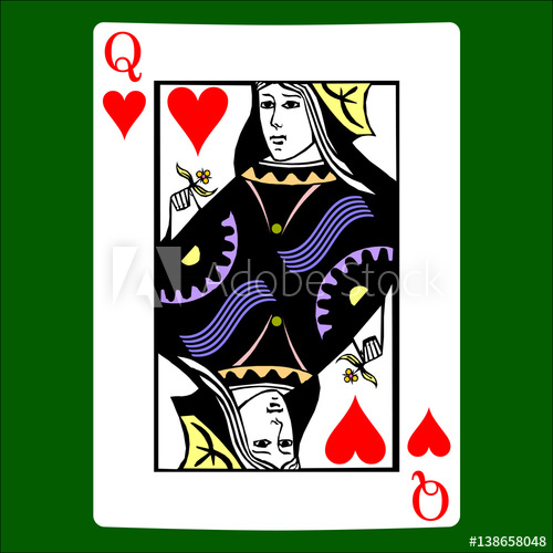 500x500 Queen Hearts. Card Suit Icon Vector, Playing Cards Symbols Vector