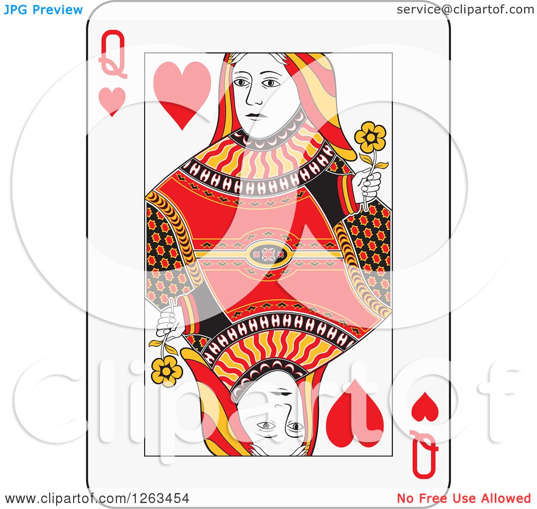 1080x1024 Clipart Of A Queen Of Hearts Playing Card