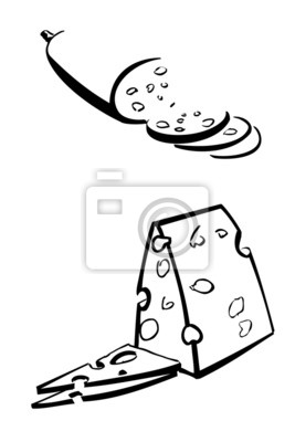 267x400 Quesos Y Embutidos En Un Fondo Blanco. Del Vector