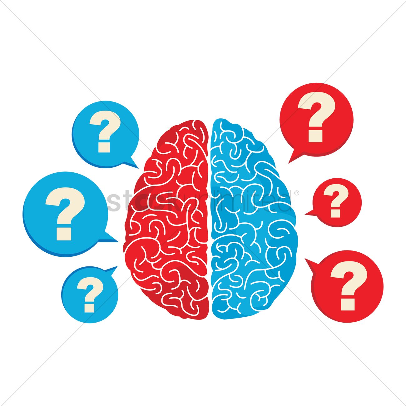 1300x1300 Brain With Question Mark Vector Image