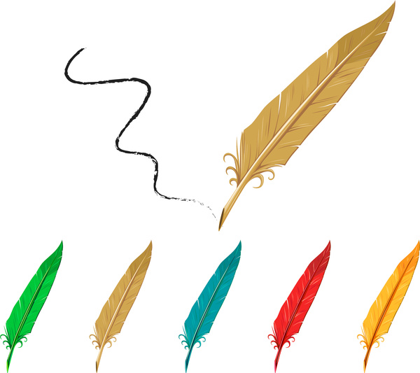 600x533 Feather Pen Collection Free Vector In Adobe Illustrator Ai ( .ai