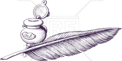 400x201 Inkwell And Quill Pen Vector Image Vector Artwork Of Objects