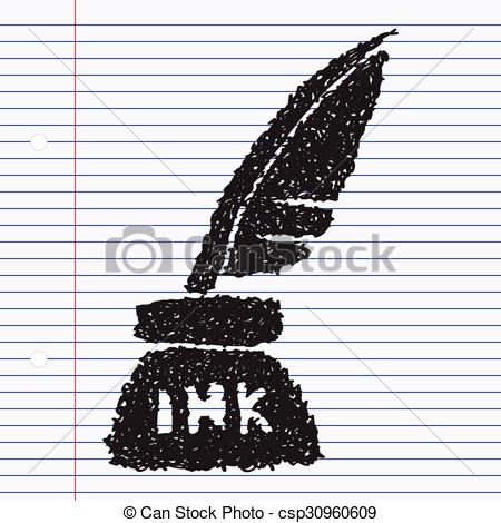 450x470 Simple Doodle Of A Quill. Simple Hand Drawn Doodle Of A... Vector
