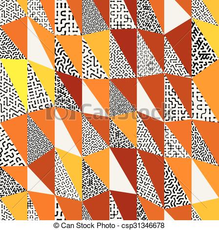 449x470 Seamless Abstract Vector Collage Of Retro Triangle Quilt Patterns