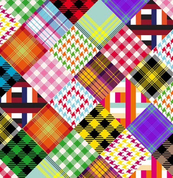 600x616 Totally Retro Crazy Quilt Vector Pattern