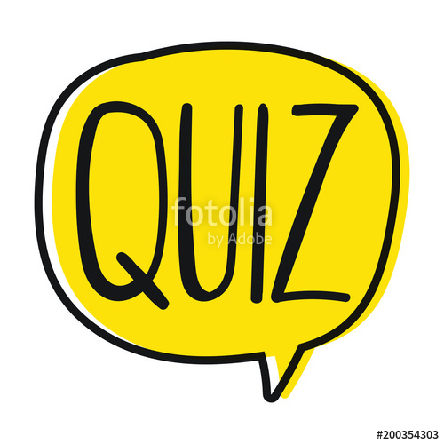500x500 Quiz. Vector Hand Drawn Speech Bubble, Lettering Illustration On