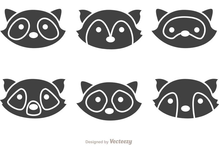 700x490 Simple Raccoon Head Icons Vector
