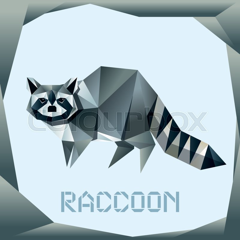 800x800 Vector Image Of The Origami Standing Raccoon Stock Vector
