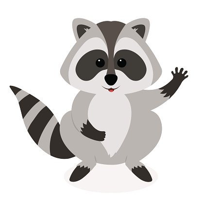416x416 Cute Raccoon Vector Cartoon Premium Clipart