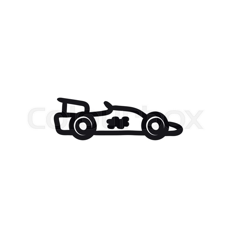 800x800 Race Car Vector Sketch Icon Isolated On Background. Hand Drawn