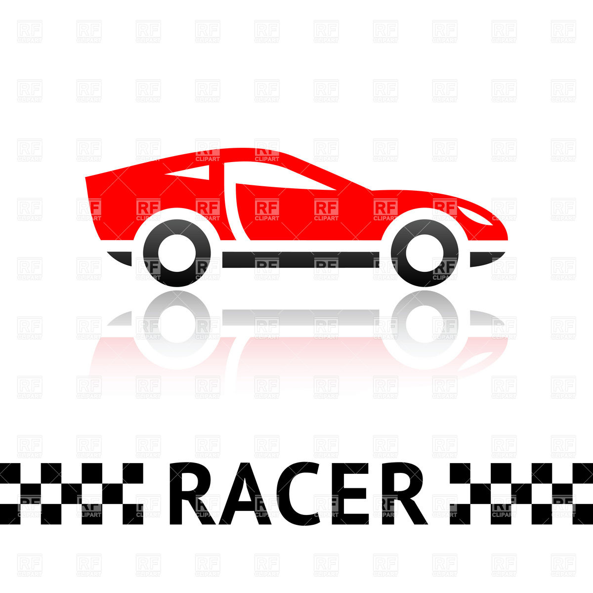 1200x1200 Symbolic Red Racing Car Emblem With Checkered Line Vector Image