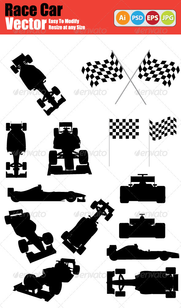 590x1000 Vector Race Car Silhouette Set By Ozgers Graphicriver