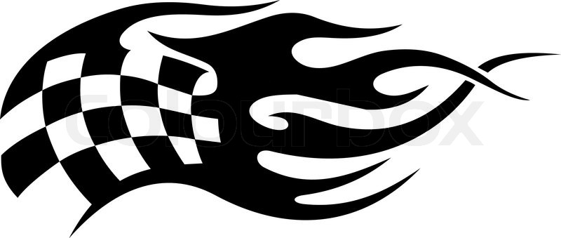 800x339 Flaming Black And White Checkered Flag Tattoo Used In Motor Sport