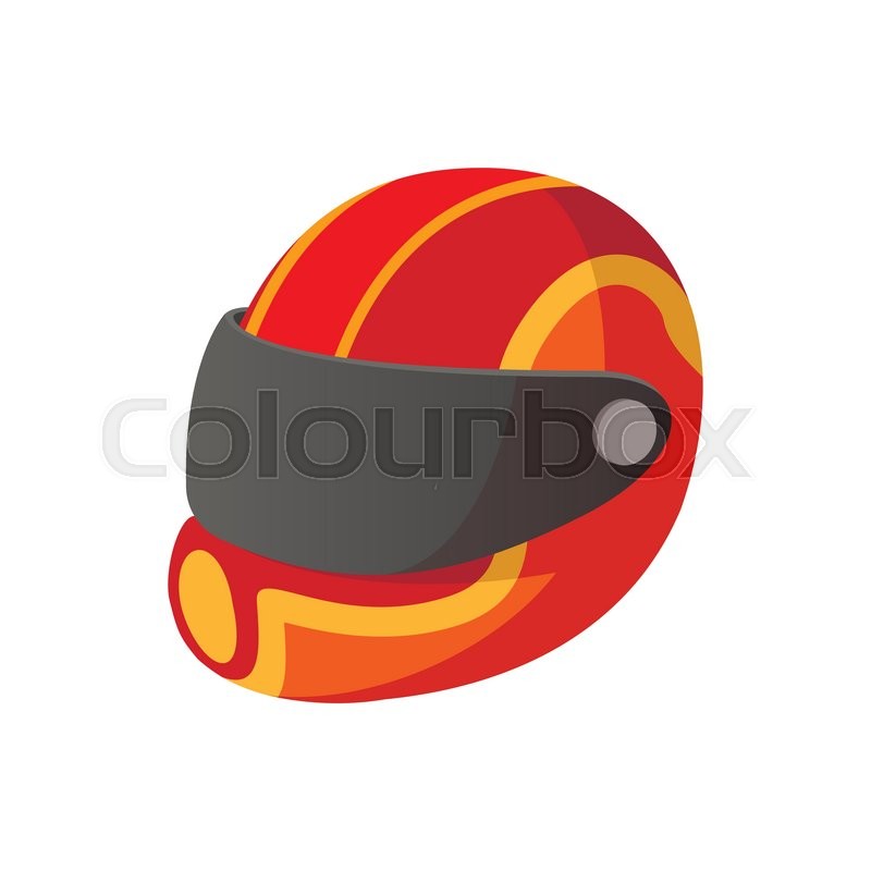 800x800 Racing Helmet Cartoon Icon. Yellow And Red Helmet On A White