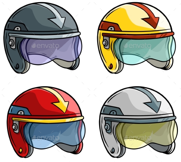 590x528 Cartoon Motorbike Racing Helmet Vector Icon Set By Gb Art