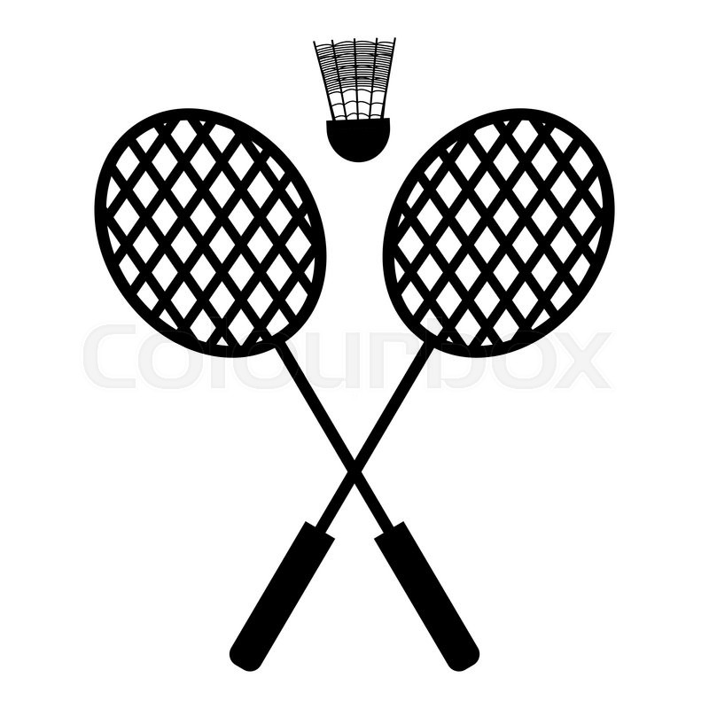 800x800 Playing Badminton Racket And Shuttlecock Silhouettes On A White