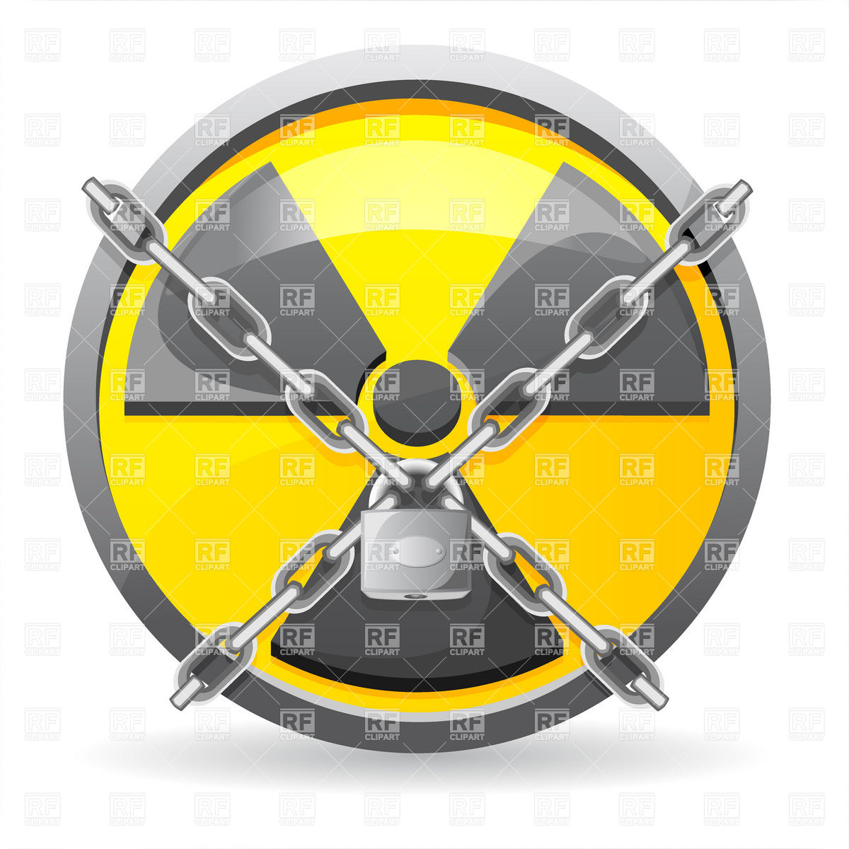 1200x1200 Padlock With Chains On Radiation Sign Vector Image Vector