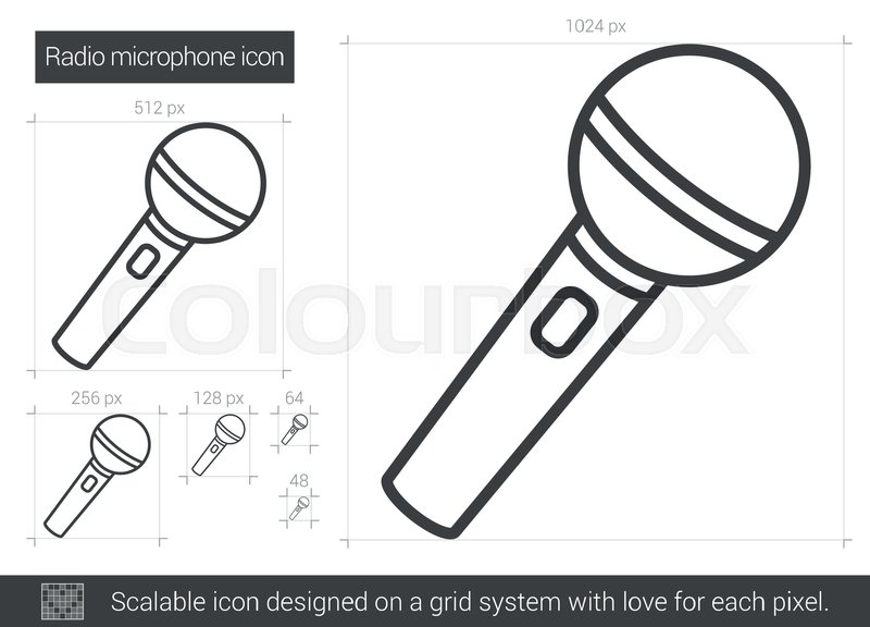 800x576 Radio Microphone Vector Line Icon Isolated On White Background