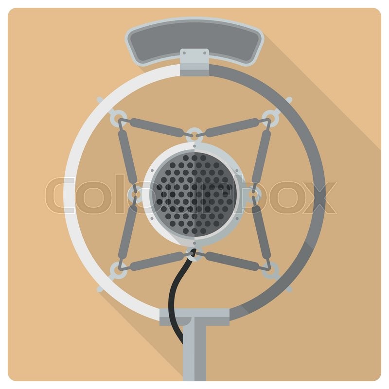 800x800 Retro Styled Flat Design Vector Icon Of Vintage Radio Microphone