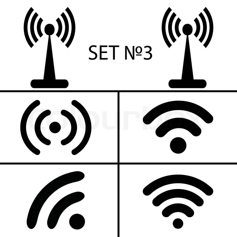 800x800 Set 3. Fourteen Different Black Wireless And Wifi Icons For Remote