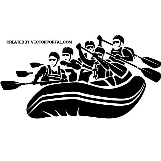 660x660 Rafting Boat Monochrome Graphics By Vectorportal