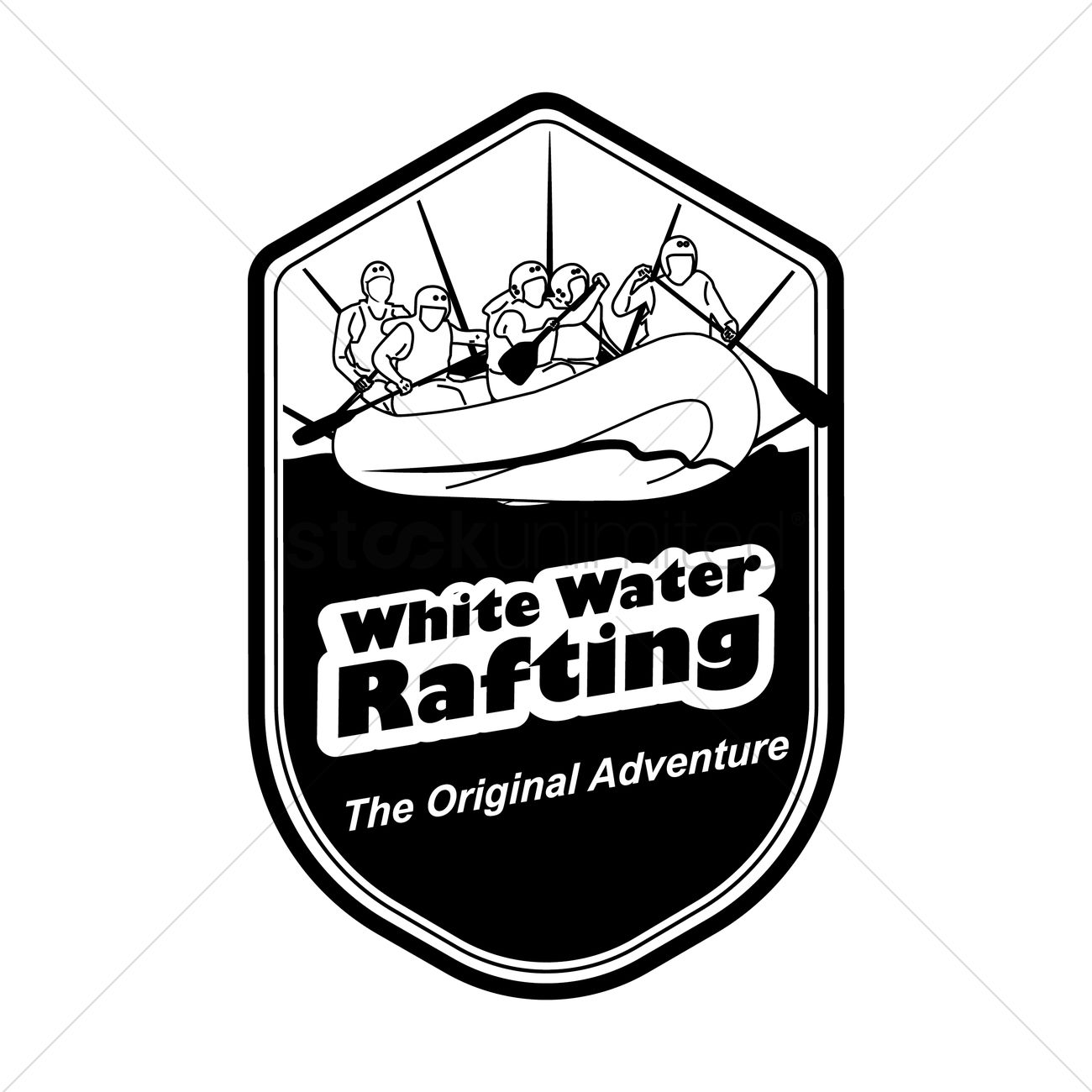 1300x1300 White Water Rafting Label Vector Image
