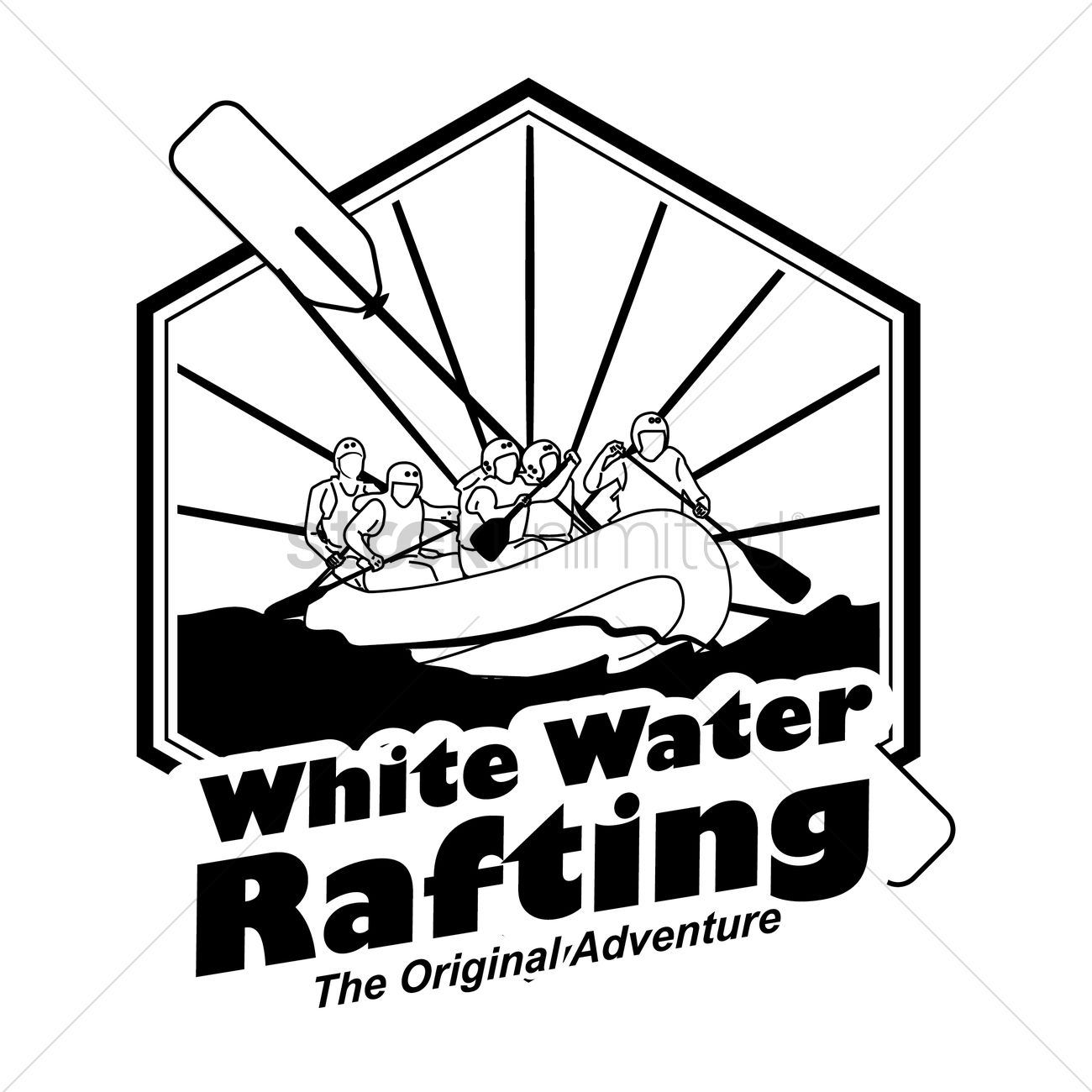1300x1300 White Water Rafting Label Vector Image
