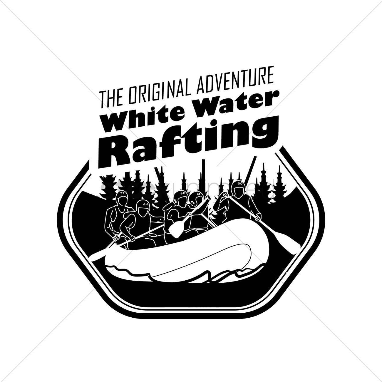 1300x1300 White Water Rafting Label Vector Image
