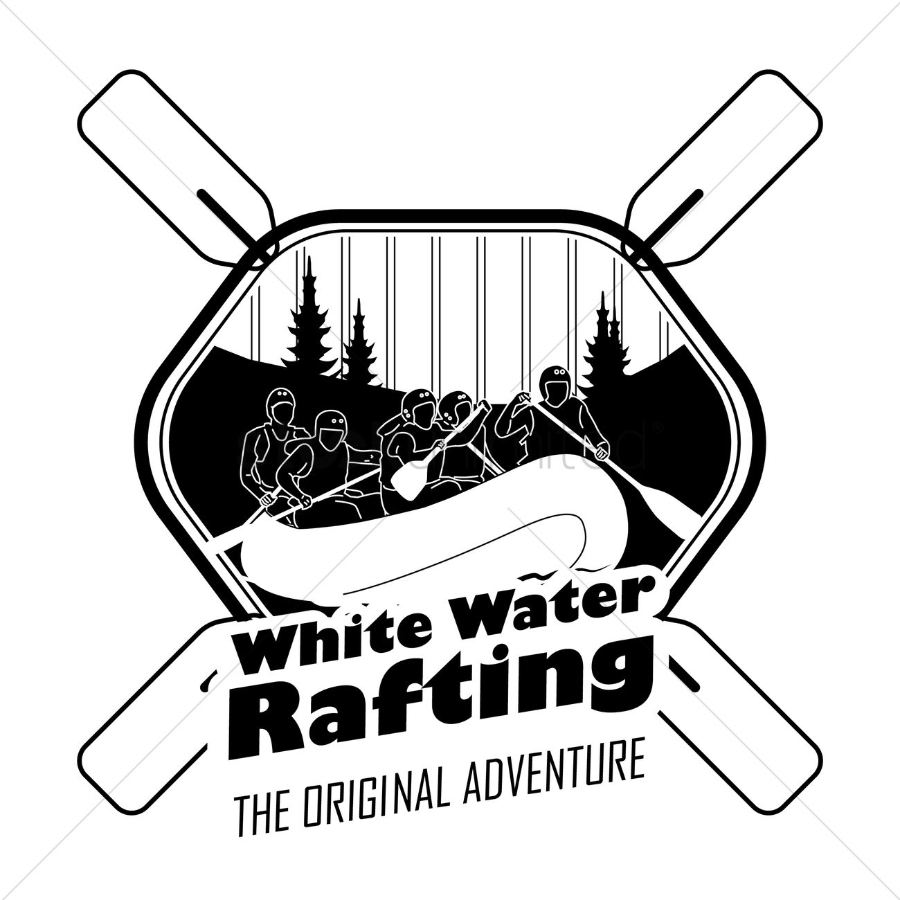 1300x1300 White Water Rafting Label Vector Image