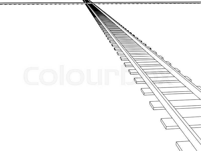 800x600 Vector 2d 3d Railway, Railroad Track Sketch. On White 4 Stock