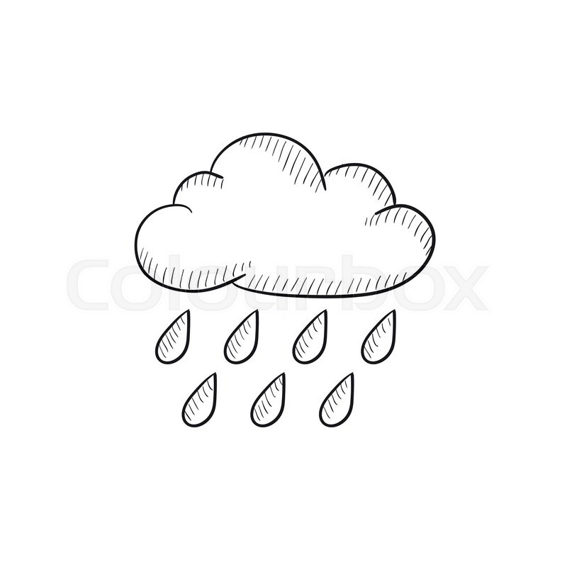 800x800 Cloud And Rain Vector Sketch Icon Isolated On Background. Hand
