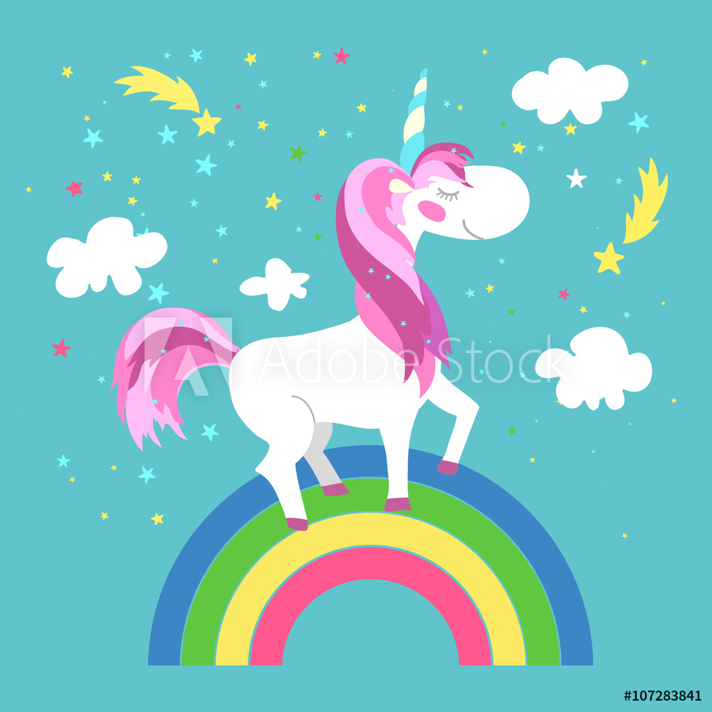 1000x1000 Photo Amp Art Print Fairy Unicorn With Rainbow. Vector Illustration
