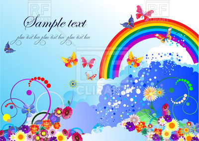 400x283 Summer Background With Butterflies And Rainbow Vector Image