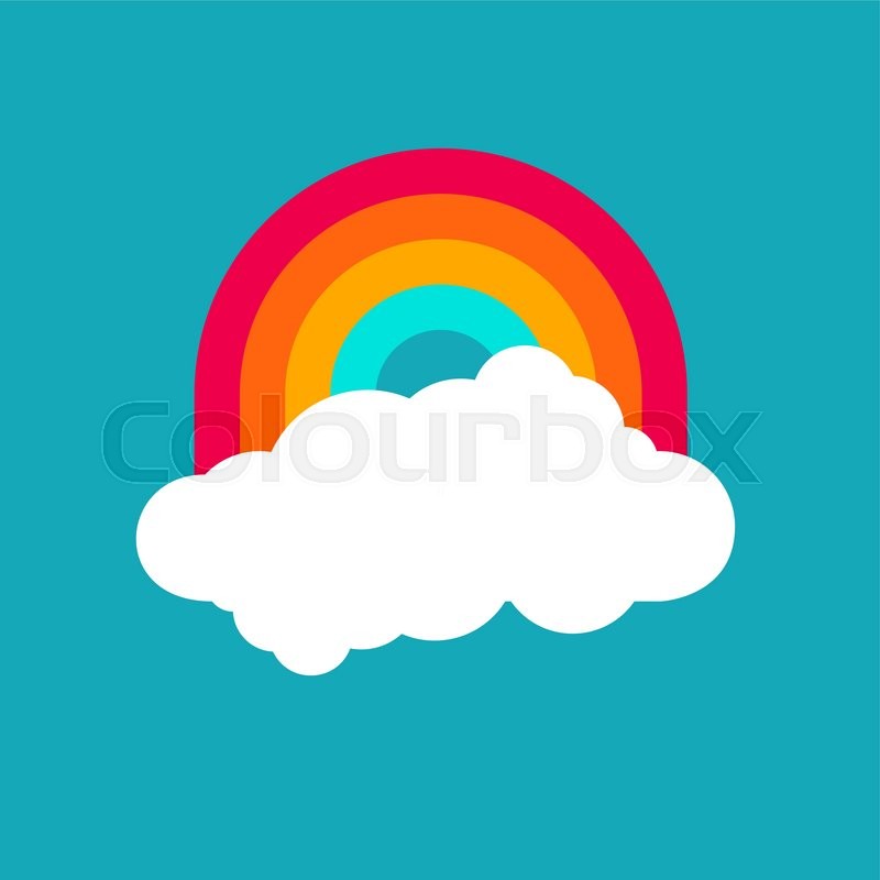 800x800 Vector Rainbow Sky. Blue Sky Background With Rainbow. Weather Icon