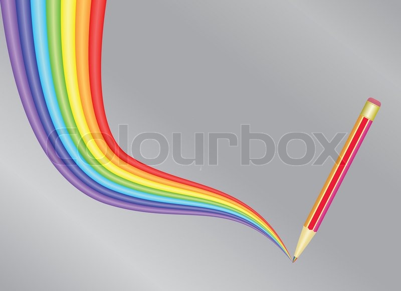 800x580 Art Background Pencil Drawing Rainbow Vector Illustration Stock