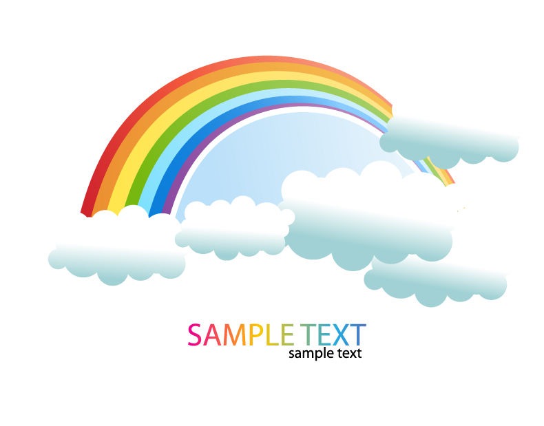 790x619 Rainbow And Clouds Vector Illustration Free Vector Graphics