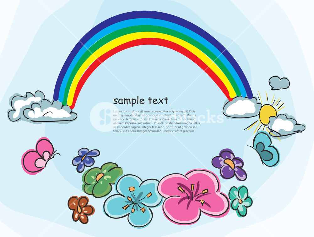 1000x753 Cartoon Background With Rainbow Vector Illustration Royalty Free