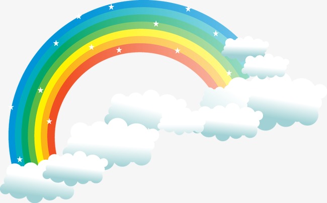 650x404 Vector Rainbow Clouds Cartoon Elements, Rainbow Vector, Cartoon