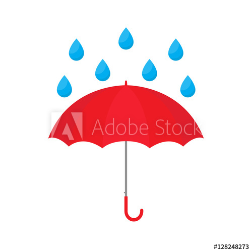 500x500 Red Umbrella With Raindrop Vector