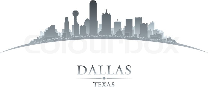 800x334 Dallas Texas City Skyline Silhouette. Vector Illustration Stock