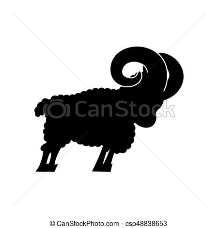 450x470 Ram Farm Animal Isolated. Horned Sheep Beast Clipart Vector