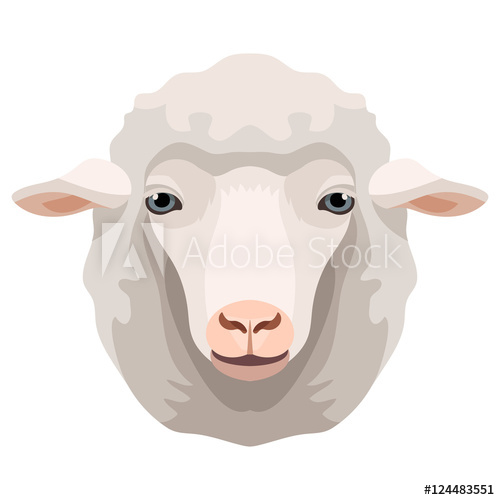 500x500 Vector White Sheep Or Ram Face Farm Animal Icon
