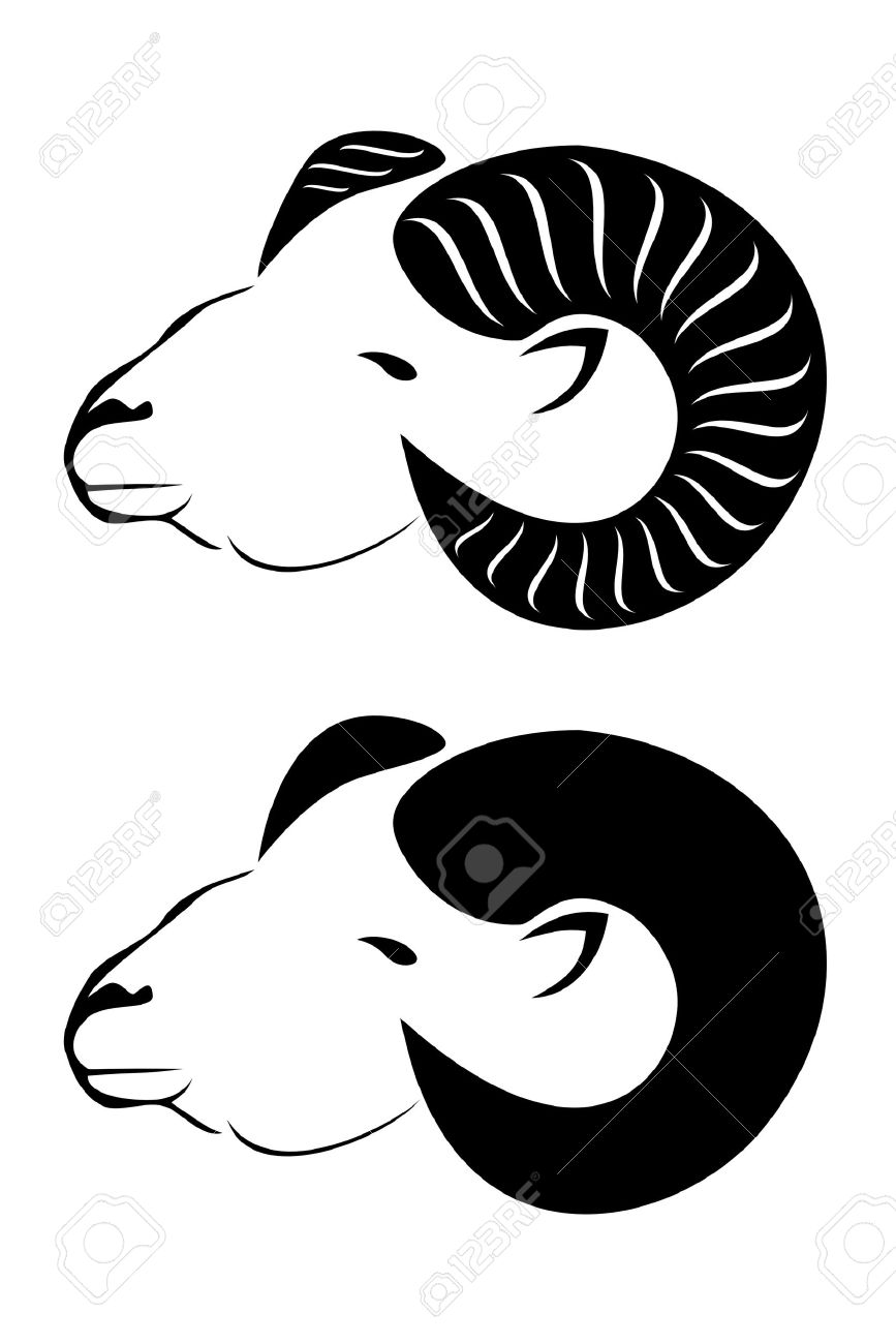 867x1300 Rams Horns Clipart