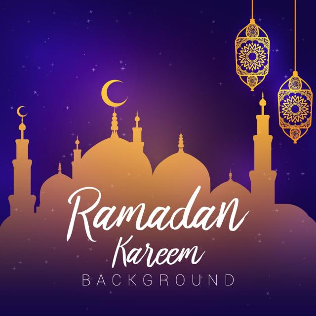 640x640 Ramadan Background With Lamps, Background, Floral, Gold Png And