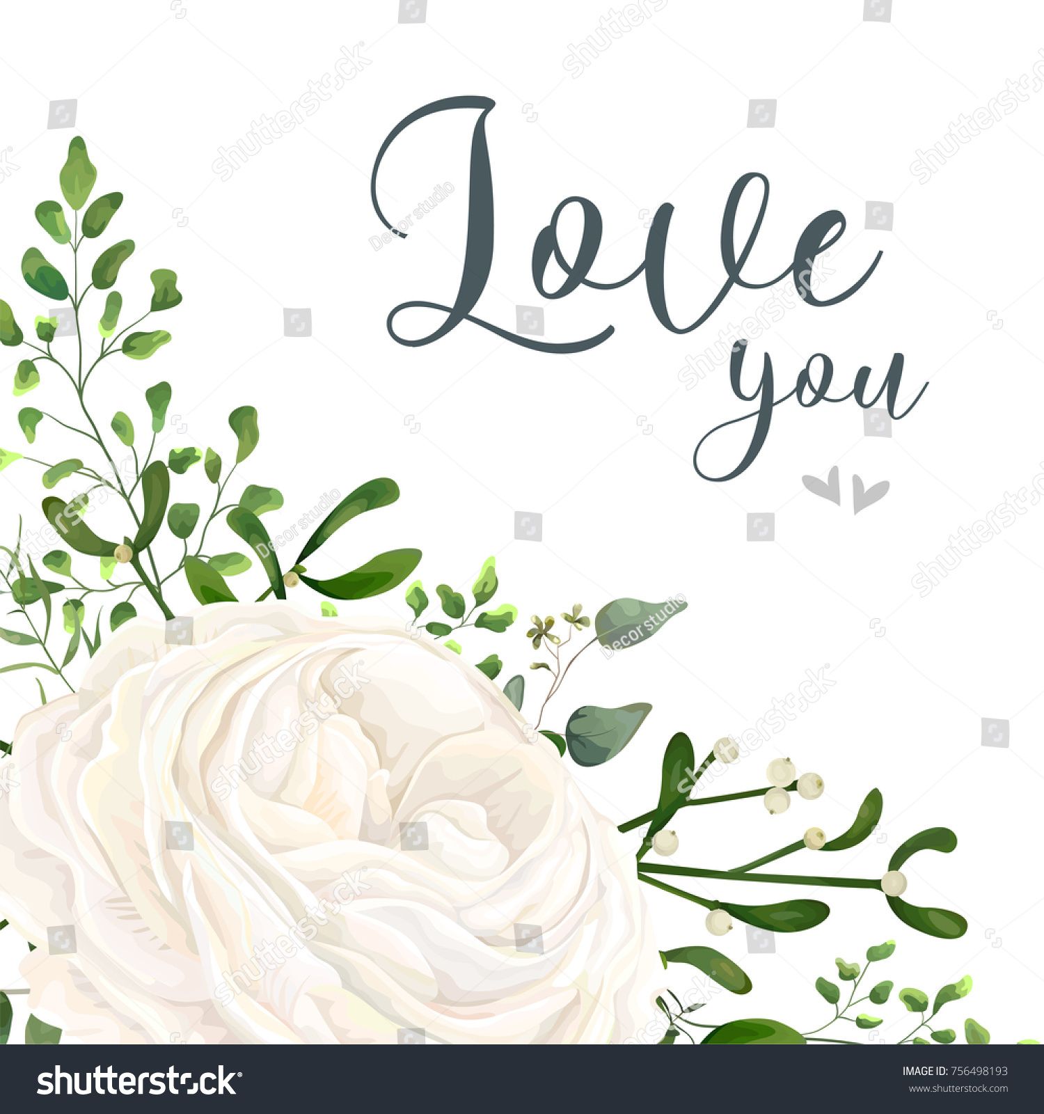 1500x1600 Vector Floral Card Design Garden White, Creamy Ranunculus Flower