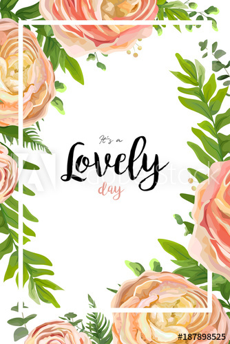 334x500 Vector Floral Watercolor Style Card Design Pink Peach Rose