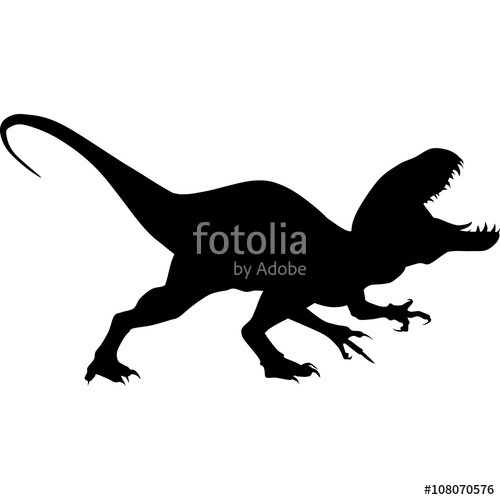 500x500 Dinosaur. Raptor Tyrannosaurus Vector Black Silhouette Stock